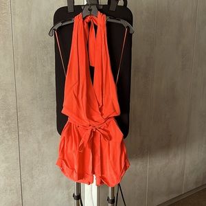 Robert Rodriguez Orang/Red Open Back and Front Shorts Jumpsuit Size 0